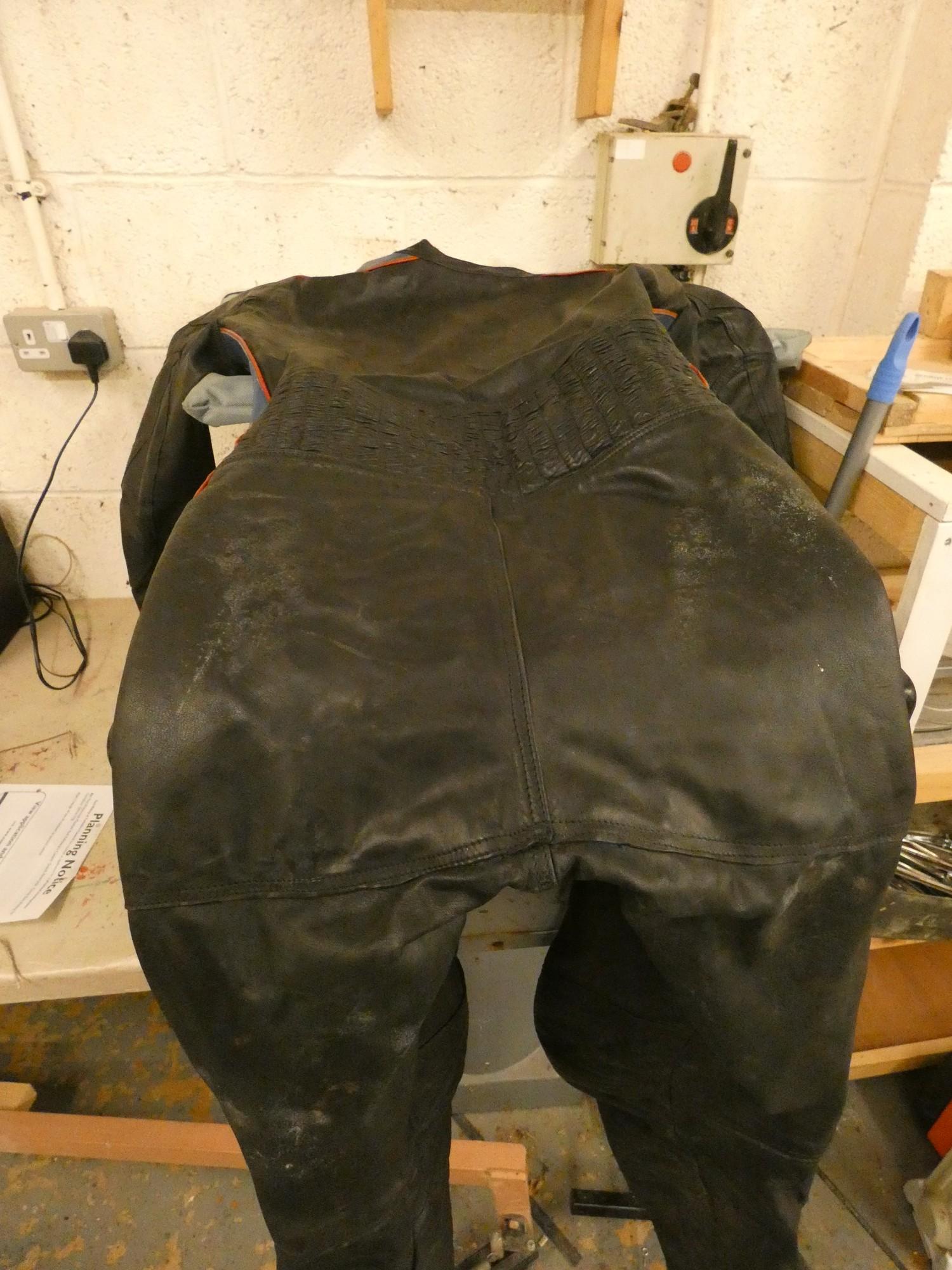 A leather one piece racing suit, fitted a 5 foot 10 inch male - Image 3 of 3