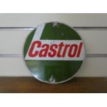 A circular tin Castrol advertising sign, diameter 21 cm.