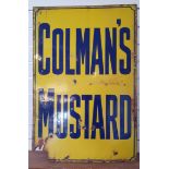 A vitreous enamel advertising sign, Colman's Mustard, 91 x 61 cm.