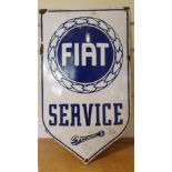 A vitreous enamel Fiat Service sign, 60 x 35 cm.