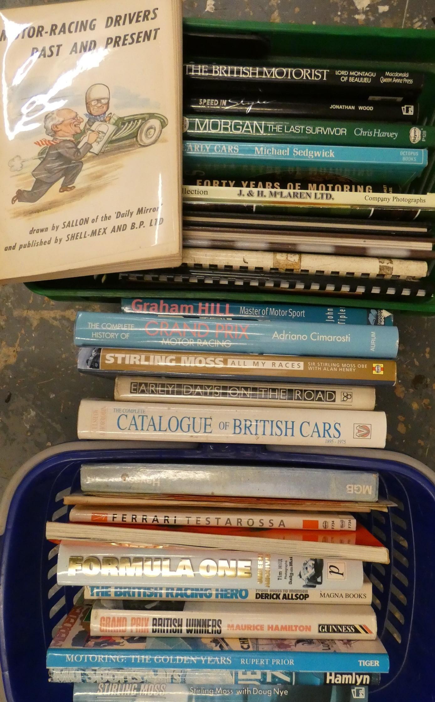 A collection of motoring books, including A Catalogue of British Cars.