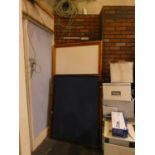 A collection of four large framed notice boards, together a large whiteboard (90x121cm) (5)