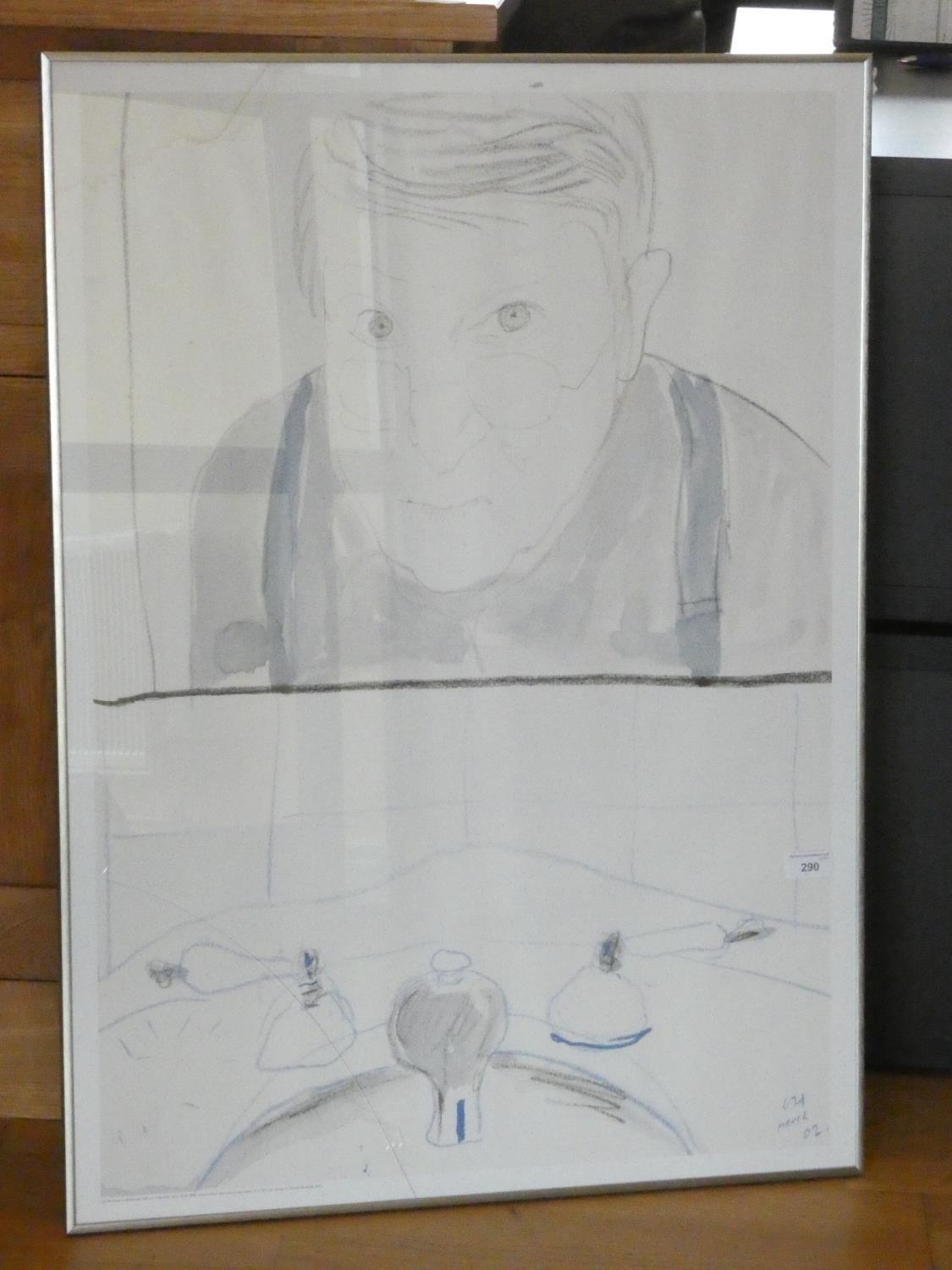 To be sold on behalf of the YMCA, David Hockney, self portrait in bathroom mirror with sink, New