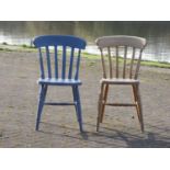 A set of six pine kitchen chairs (2 painted) together with two modern matching examples (8).