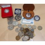 A pair of Chinese silver cufflinks, various silver proof and other coinage