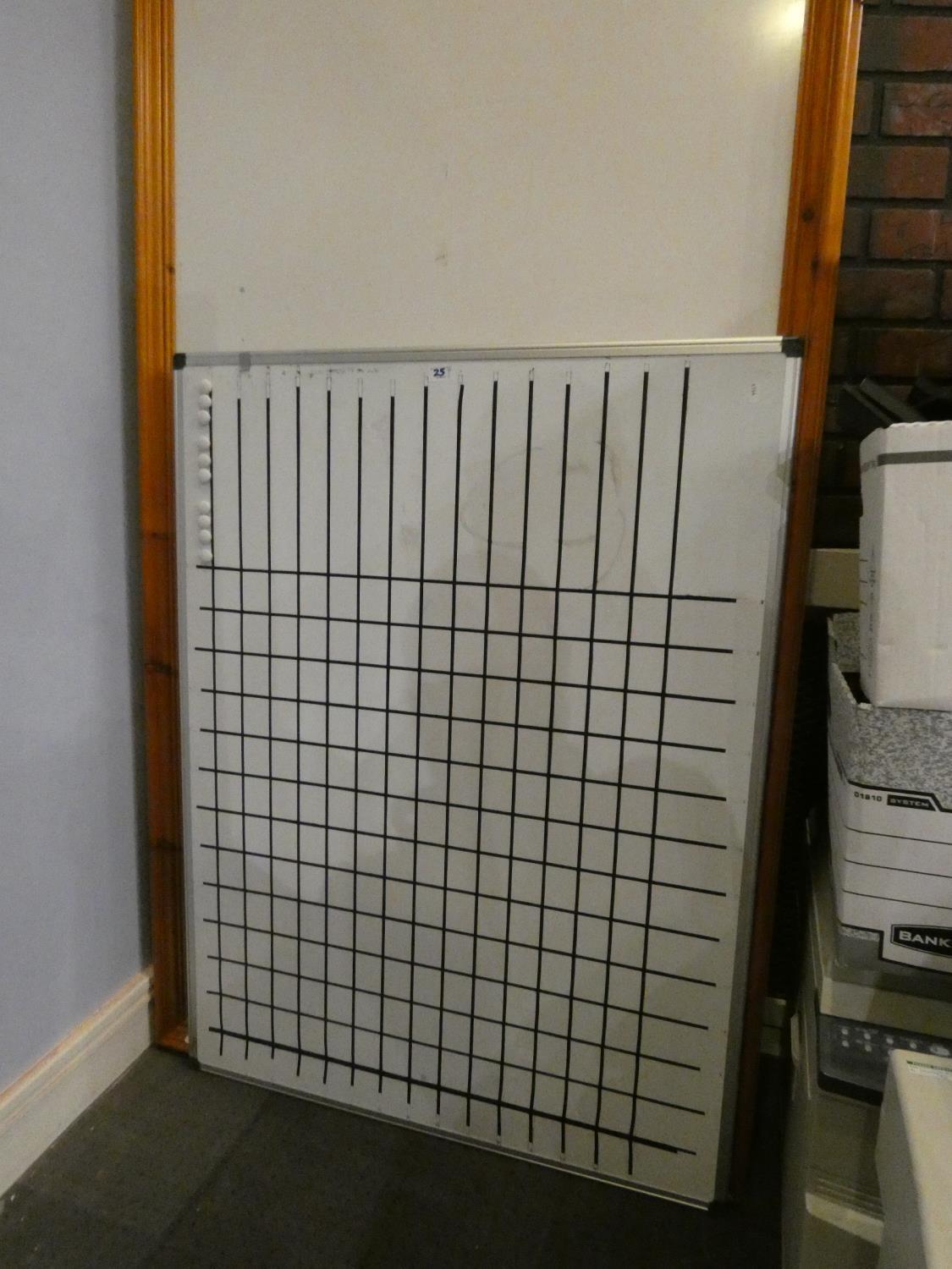 A collection of four large framed notice boards, together a large whiteboard (90x121cm) (5) - Image 4 of 5