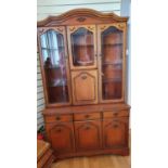 A mahogany glazed cabinet, with drinks cabinet, over 3 frieze drawers and 3 cupboards, 200 x 120 x