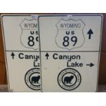 A pair of painted alloy Route 89 signs, 81 x 61 cm.