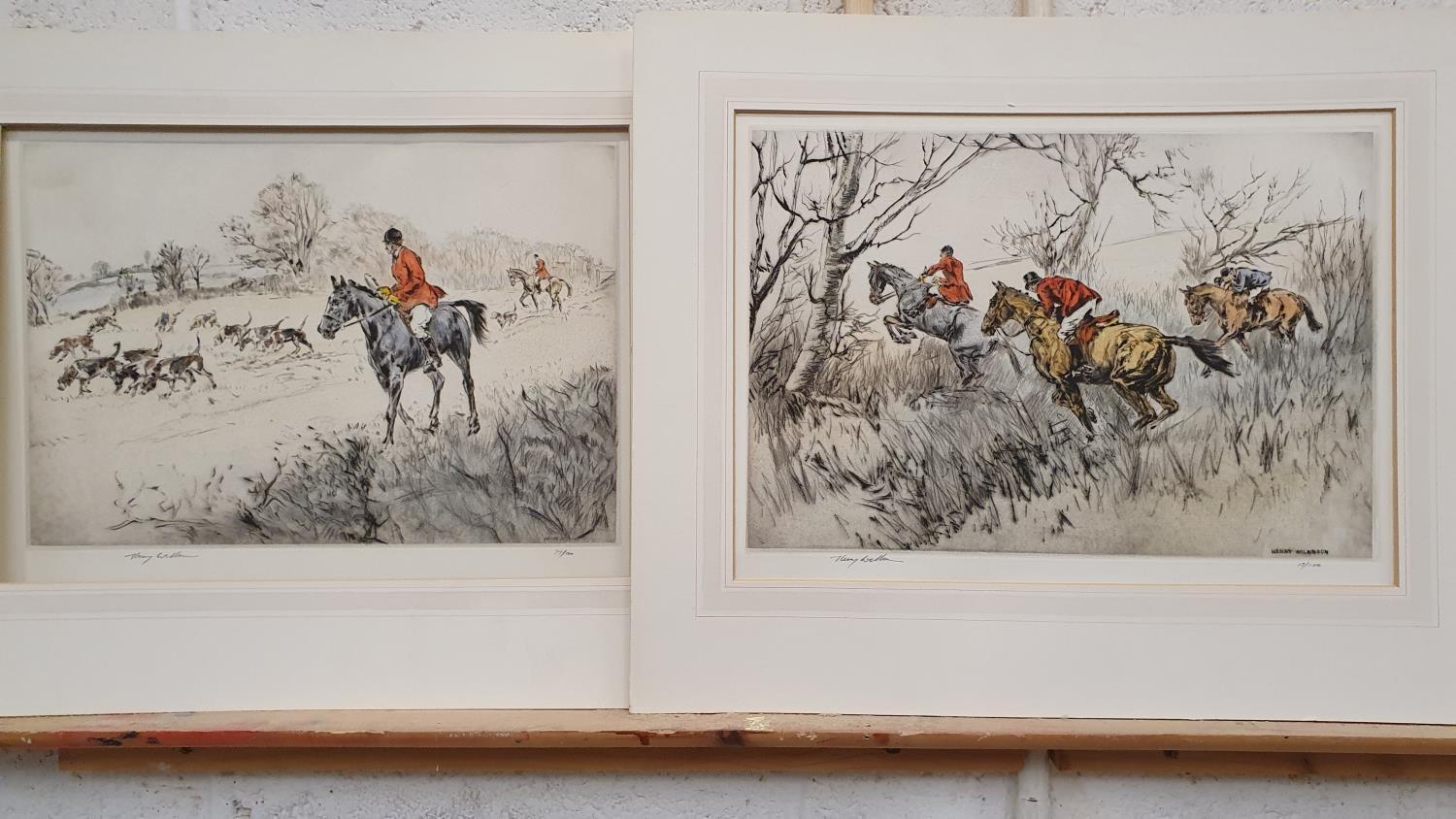 Henry Wilkinson, a pair of limited edition hunting prints, 13/100 and 94/100, 30 x 42 cm, unframed