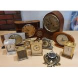 An Edwardian oak cased lancet mantle clock, an art deco mantle clock with two florins weekly savings