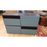 A pair of black and grey lower units with drawer and cupboard door, 120 x 41 x 39 cm together with a