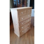 A pine chest of 2 short over 4 long drawers, 120 x 87 x 42 cm.
