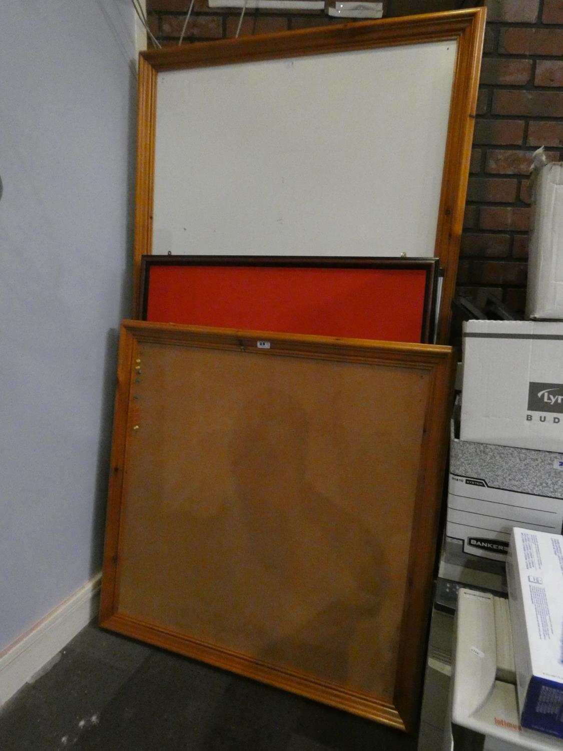 A collection of four large framed notice boards, together a large whiteboard (90x121cm) (5) - Image 2 of 5