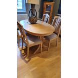 A Rodgers of York beech dining suite, composed of extending table, 133 x 91, to 174 cm, four