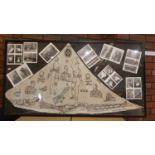 A St John ambulance bandage display, framed,