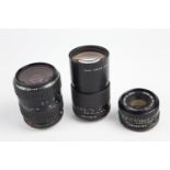 Canon FD 50mm F/1.8 SMC Pentax-A 28-80mm F/3.5-4.5 Carl Zeiss Jena P 135mm F/2.8 MC (P/B) Lenses are