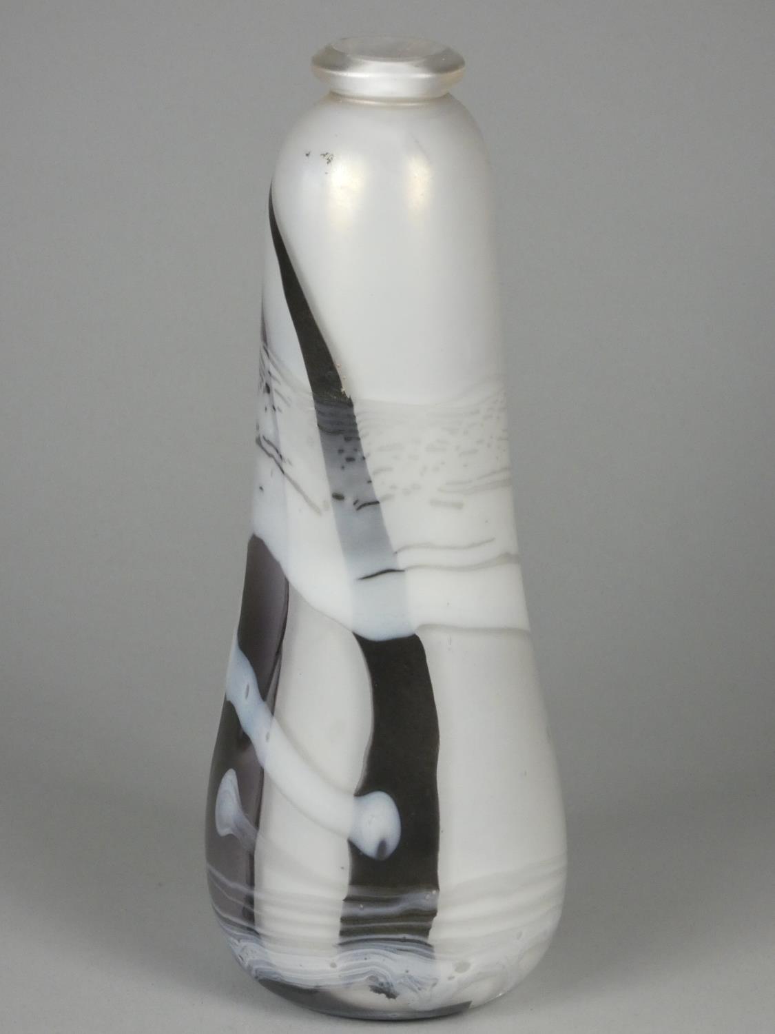 Andrew Sanders, an iridescent black and white pearl baluster vase, engraved AH Sanders, '83, - Image 2 of 5