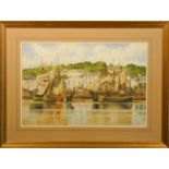 Mark Myers, sailing boats on a shoreline, signed and dated 1979, watercolour, 37 x 55 cm.