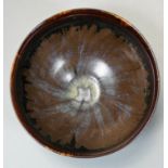 Chris Carter (b.1945), a porcelain brown glazed bowl, with trailing spiral design, no makers mark,