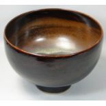 Chris Carter (b.1945), a porcelain brown glazed bowl, with trailing spiral pattern, no makers