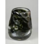 Geoffrey Baxter - Whitefriars - Knobbly range vase with black and green detail, height 14 cm