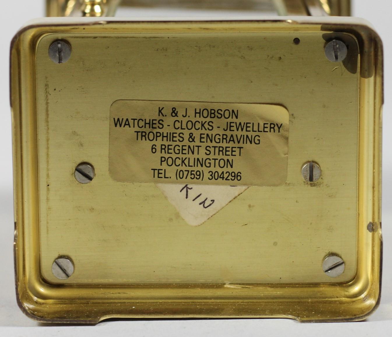 A French brass carriage time piece, the white enamel dial signed Pierre Jacot, Paris, height with - Image 6 of 6