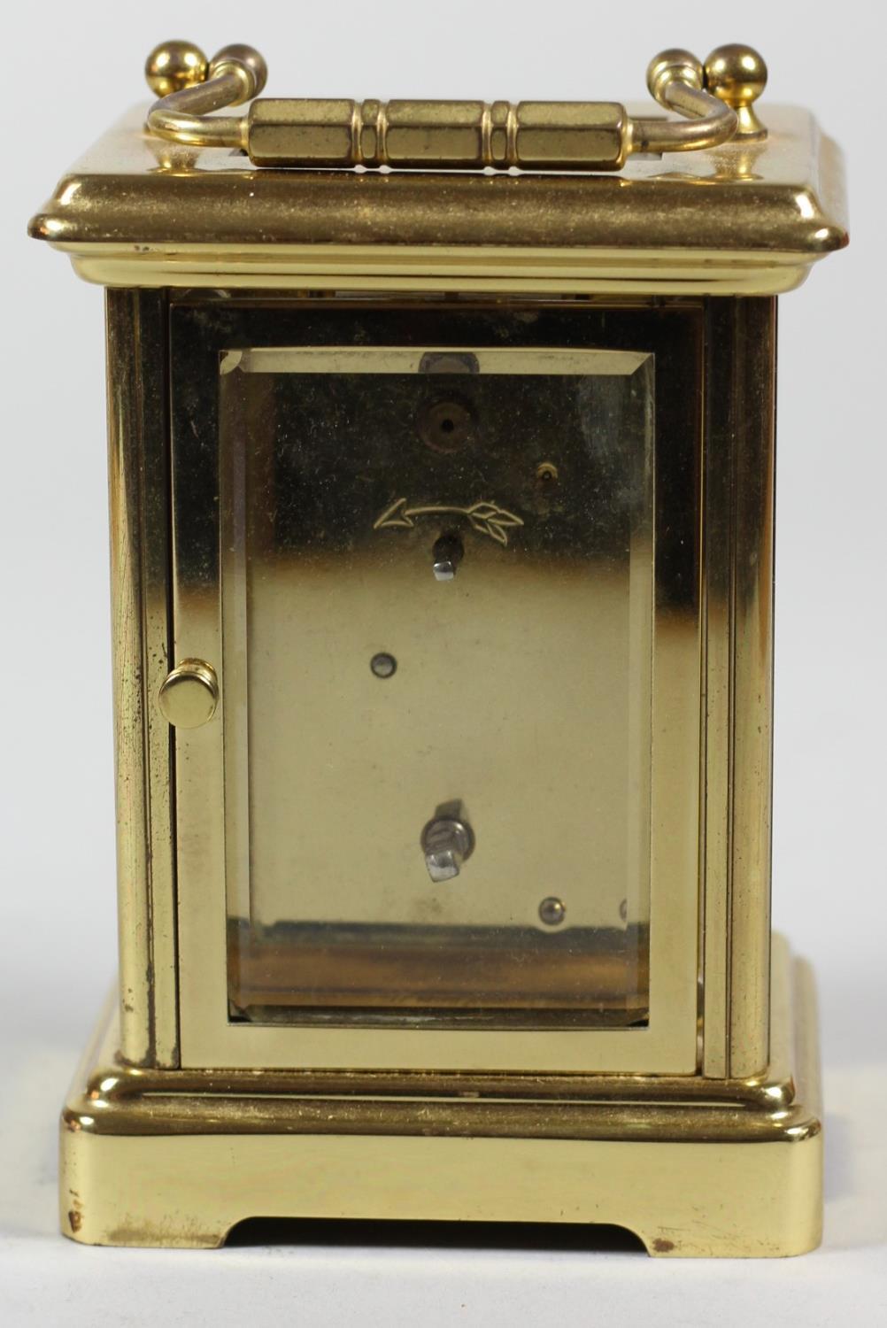 A French brass carriage time piece, the white enamel dial signed Pierre Jacot, Paris, height with - Image 3 of 6