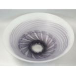 Patrick Sterne, a purple and frosted glass bowl with trailing spiral decoration, etched signed,