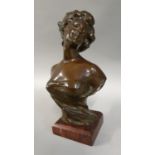 Georges Van der Straeten (Belgium, 1850-1928) bronze bust of a lady, signed to rear and foundry