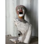 A Victorian fairground ball game, with plaster clown head and torso, in need of restoration, head 30