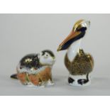 A Royal Crown Derby limited edition Riverbank Beaver, 1928/5000, gold seal, signed, length 12 cm,