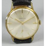 Certina, a gentleman's gold plated manual wind wristwatch, silvered dial with baton markings, case