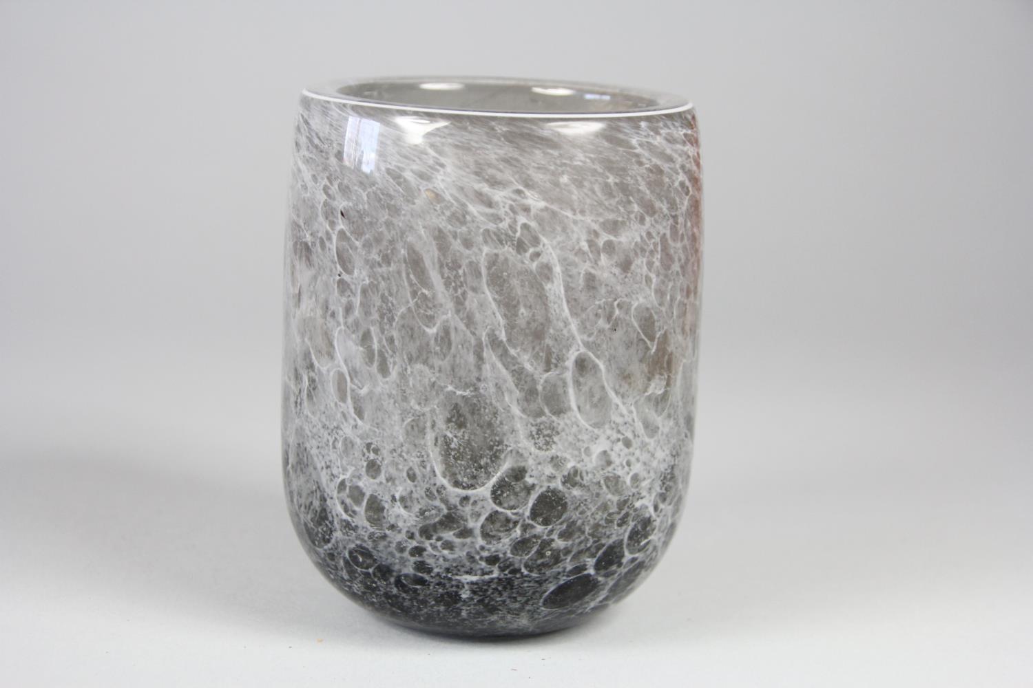 Andrew Sanders, a collection of three glass bowls with grey and black bubble design, engraved - Image 6 of 7