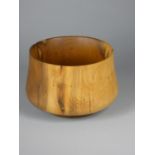 Robin Wood, a collection of four turned yew wood bowls and a plate, each with carved sunrise motif