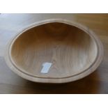 McGregor, a large ash bowl with reeded boarder, diameter 52/54 cm, signed in pencil and dated 85