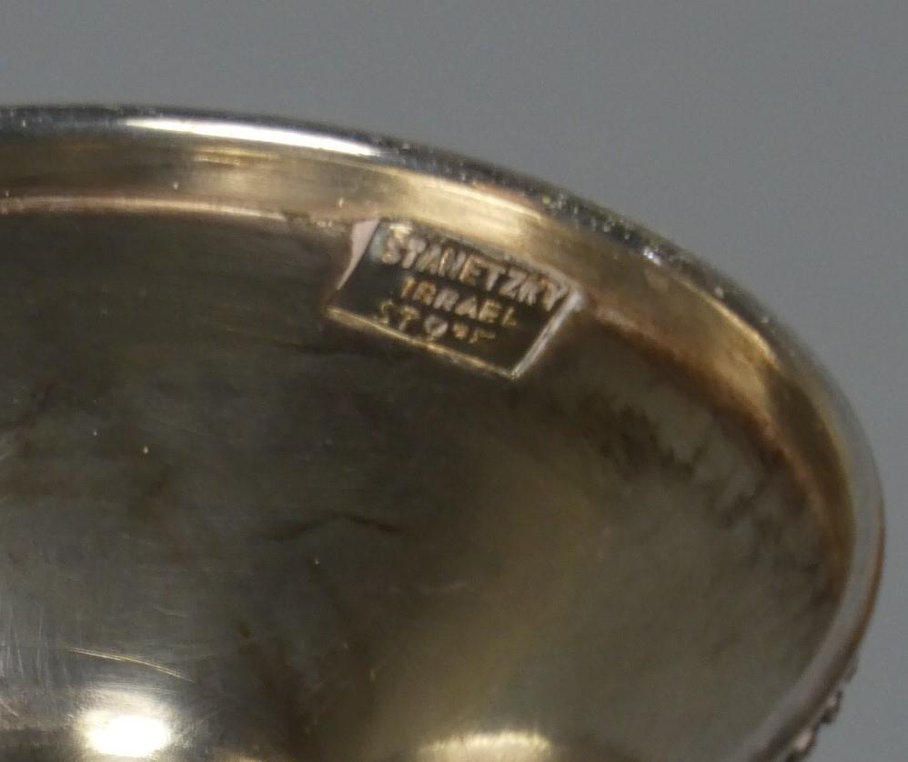 An Israeli silver goblet, by Stanetzky, with applied wirework and semi-precious stones, chased - Image 9 of 9