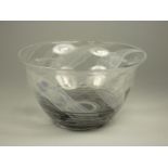 Andrew Sanders, Otley, 83, glass bowl with white and black detail, height 14 cm diameter 21.3 ,