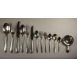 A Continental 800 standard silver canteen of cutlery for six place settings, comprising, dinner
