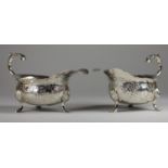 A matched George II and Victorian pair of gravy boats, by ?.K, London 1746 and Thomas Hughes, London