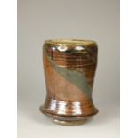 Charles Bound (b.1939), an abstract pattern stoneware vase, impressed mark, diameter 13.5cm,