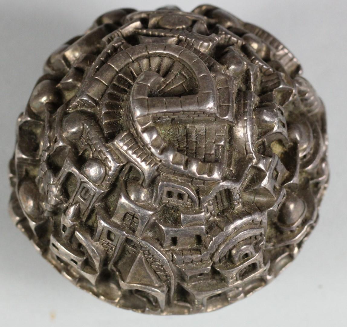 An Israeli silver sculpture, Signed Jerusalem, 2000, the sculpture, depicting a panoramic of the Old - Image 2 of 3