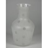 Unknown, a frosted glass vase with circle pattern, height 21 cm