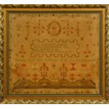 A Georgian sampler, with birds, flowers and a rhythm, Elizabeth Baines born September 11 1821,