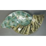Carol McNicoll (b.1943), an unusual split ceramic bowl, in the form of two interwoven arches,