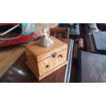 A boxwood music box with ballerina, 16 x 12 x 18 cm, not working.