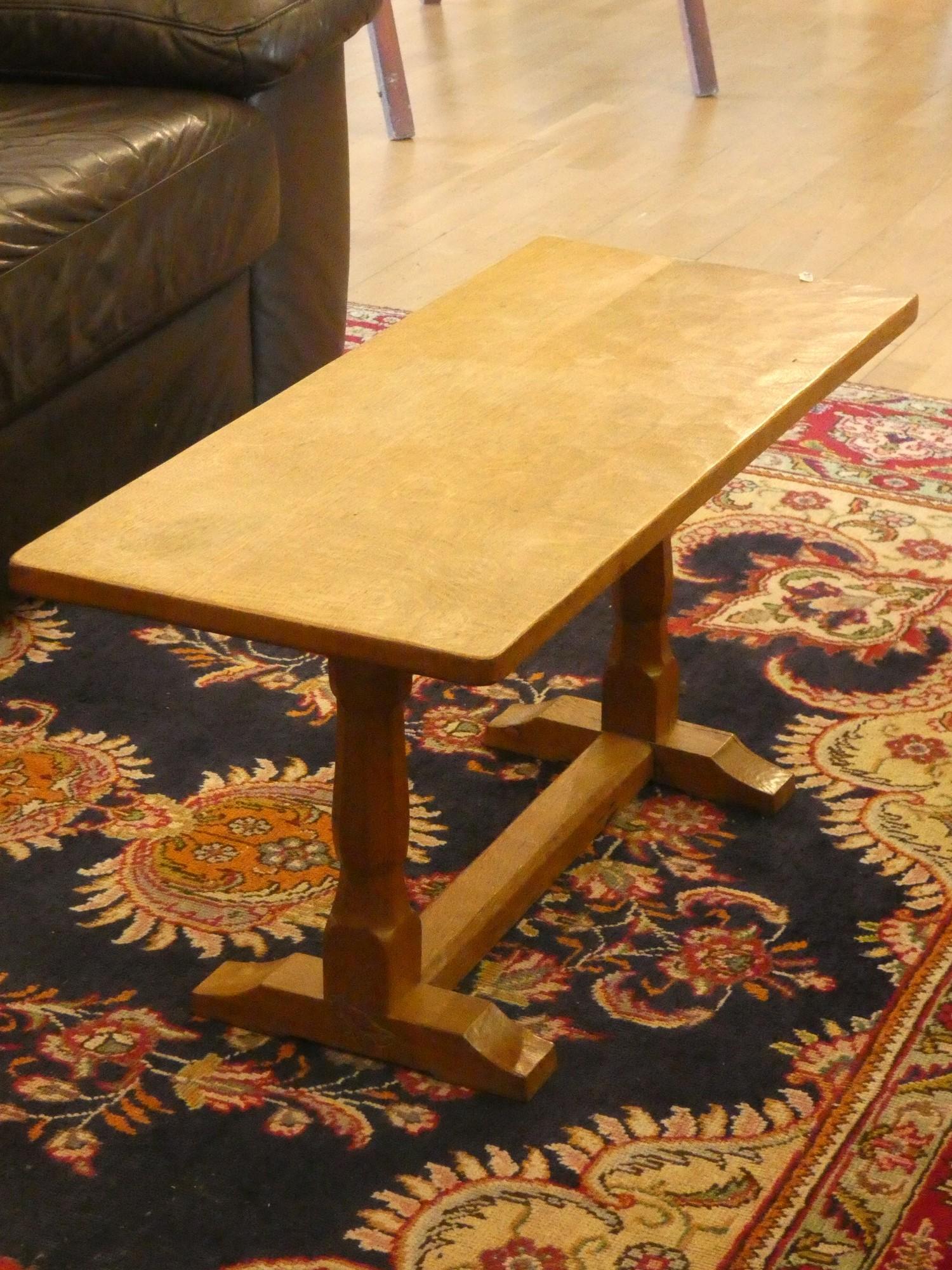 Eagleman: An Albert Jeffray of Sessay English oak refectory coffee table, 92 x 39 x 46 cm.