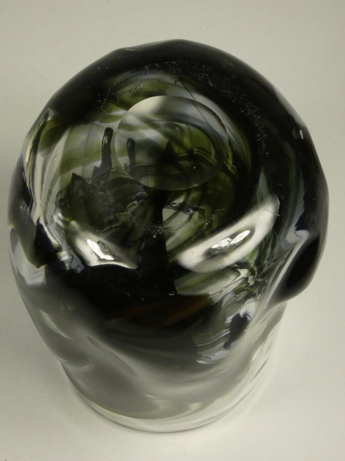 Geoffrey Baxter - Whitefriars - Knobbly range vase with black and green detail, height 14 cm - Image 3 of 3