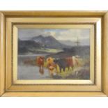 C. W. Oswald (b.1892), a pair, Highland cattle, signed, 24 x 34 cm.
