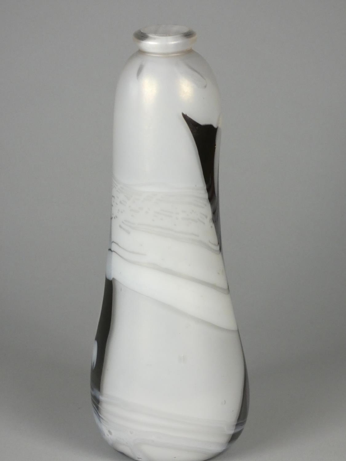 Andrew Sanders, an iridescent black and white pearl baluster vase, engraved AH Sanders, '83, - Image 3 of 5