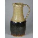 Unknown, a brown and beige mottled glazed stoneware flagon, height 26 cm, together with a small